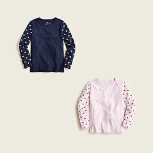 Crewcuts heart long sleeve tee bundle xs 4-5 lavender blue white